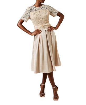 Lace And Crepe Full Skirted Midi Dress by COAST