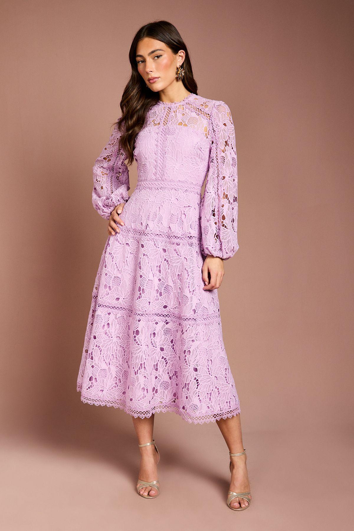 Lace Panelled Long Sleeve Dress by COAST