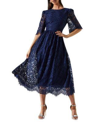 Lace Short Sleeve Midi Dress by COAST