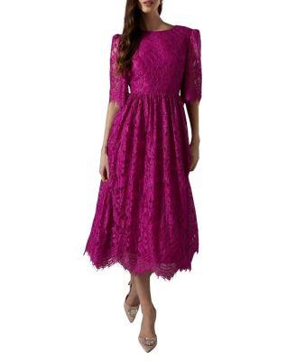 Lace Short Sleeve Midi Dress by COAST