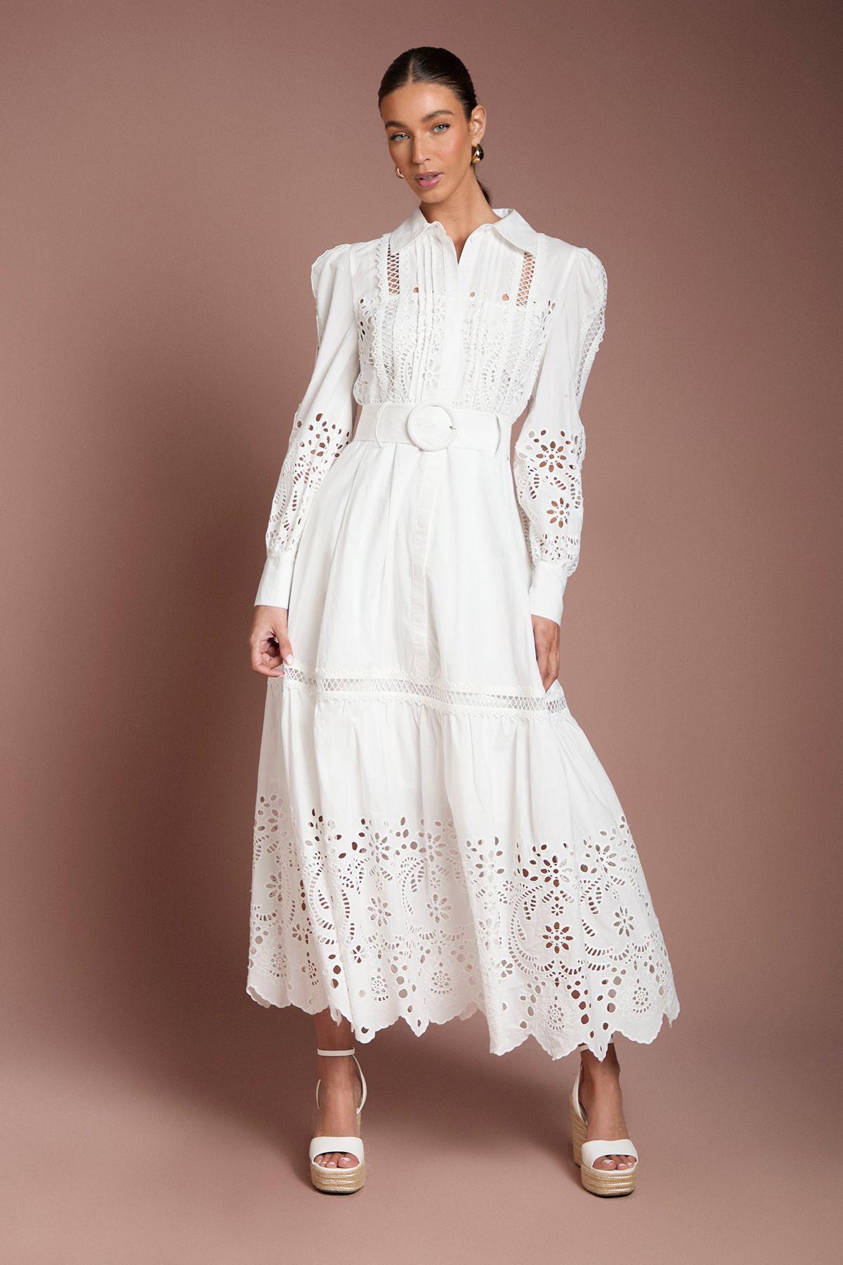 Lace Tiered Detail Shirt Dress by COAST