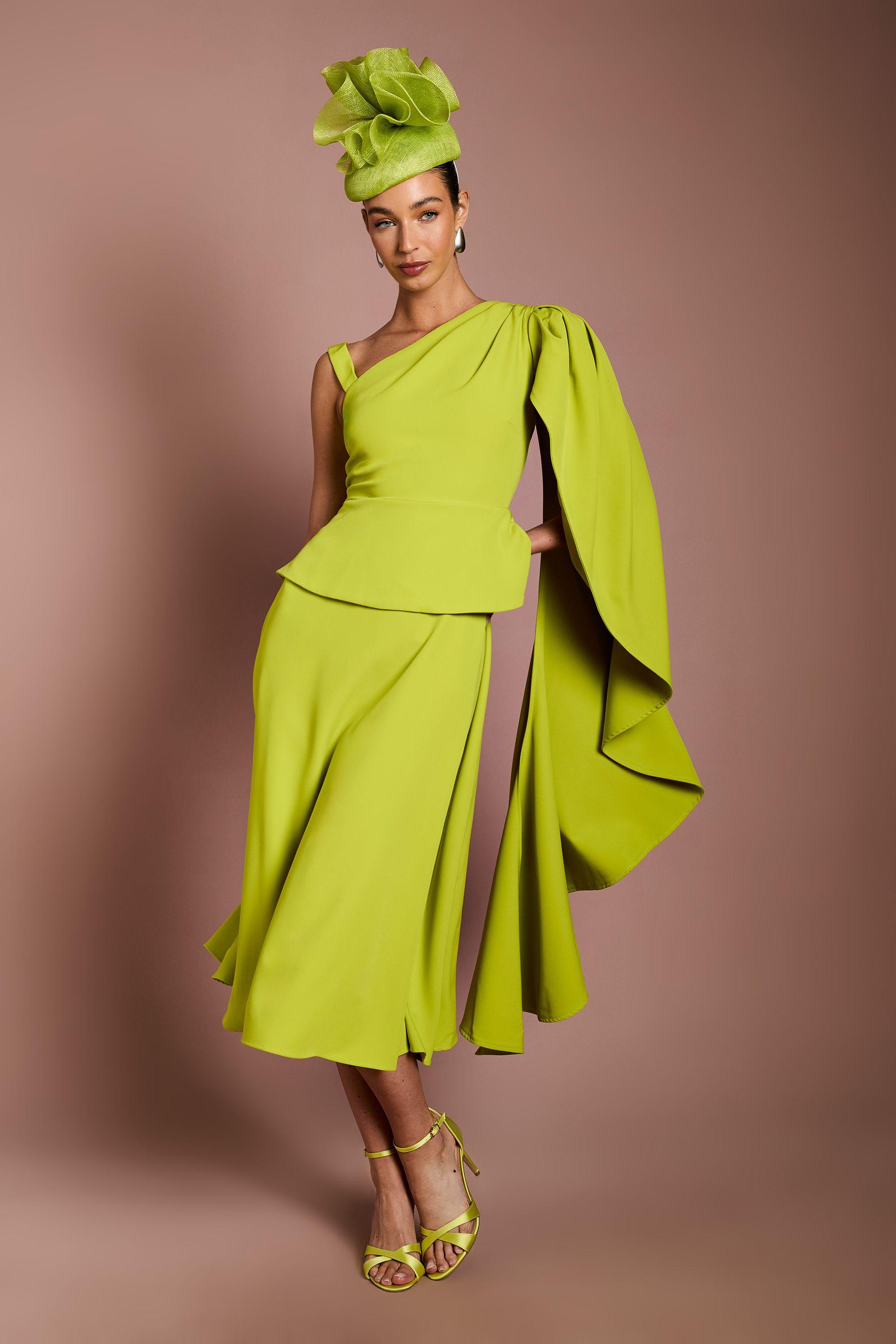 Lisa Tan Cape Shoulder Crepe Midi Dress by COAST