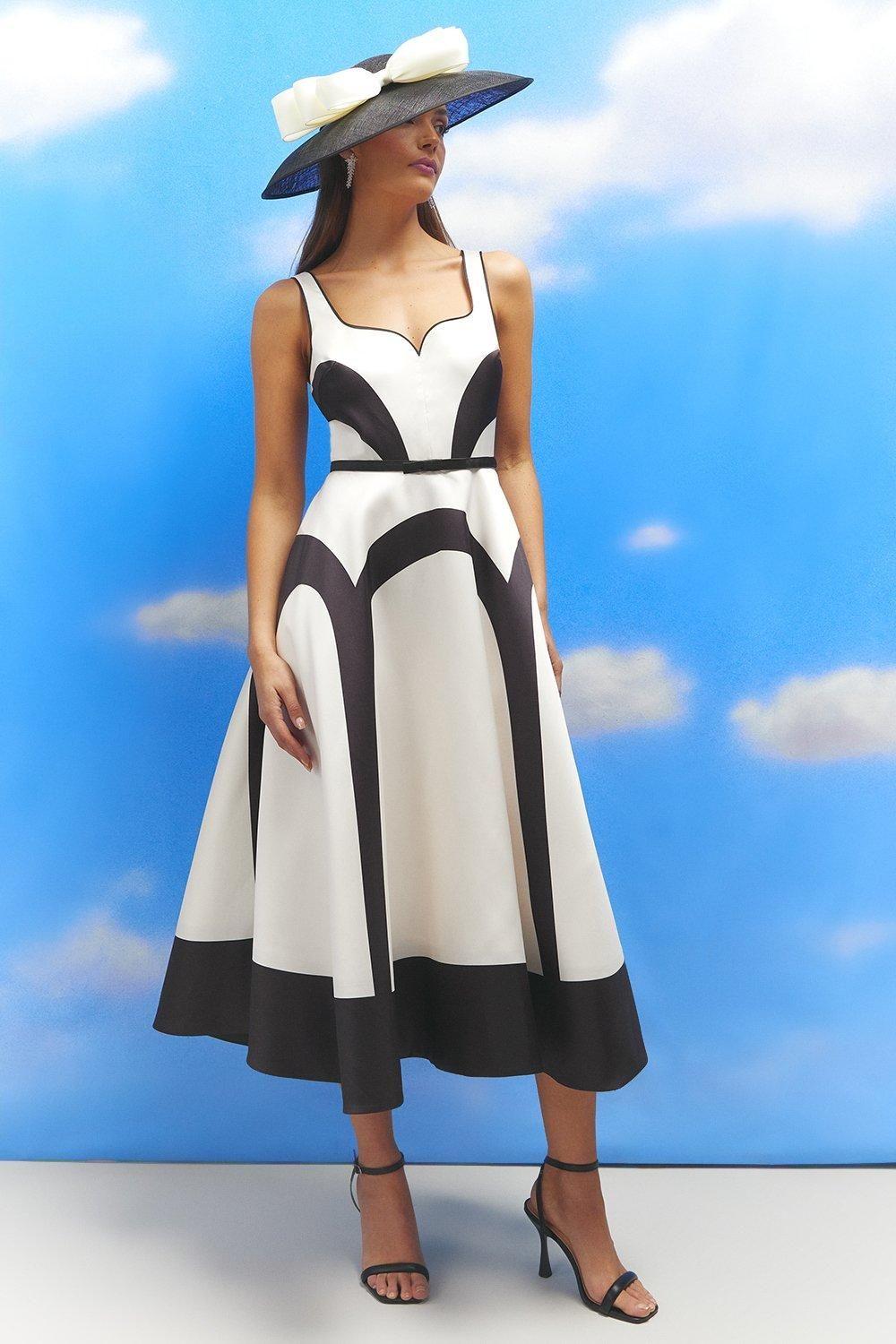 Lisa Tan Colour Block Full Skirt Midi Dress by COAST