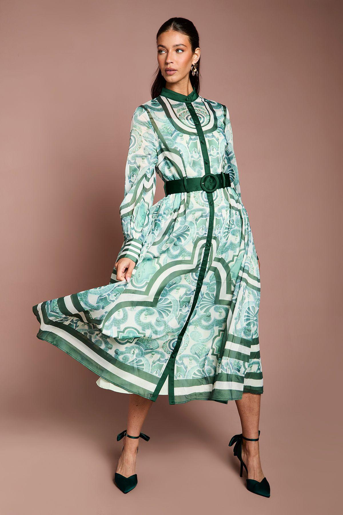Lisa Tan Organza Belted Shirt Dress by COAST