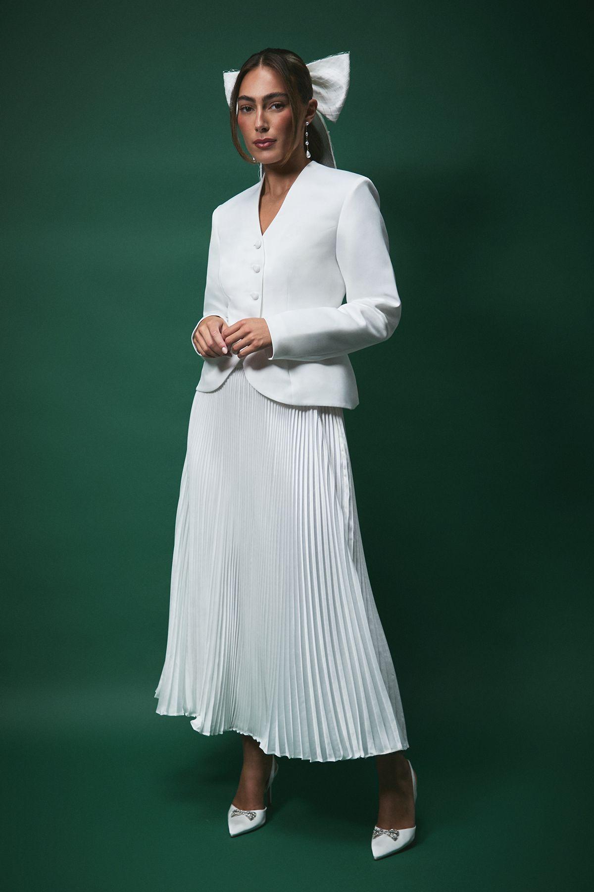 Lisa Tan Pleated Bridal Maxi Skirt by COAST