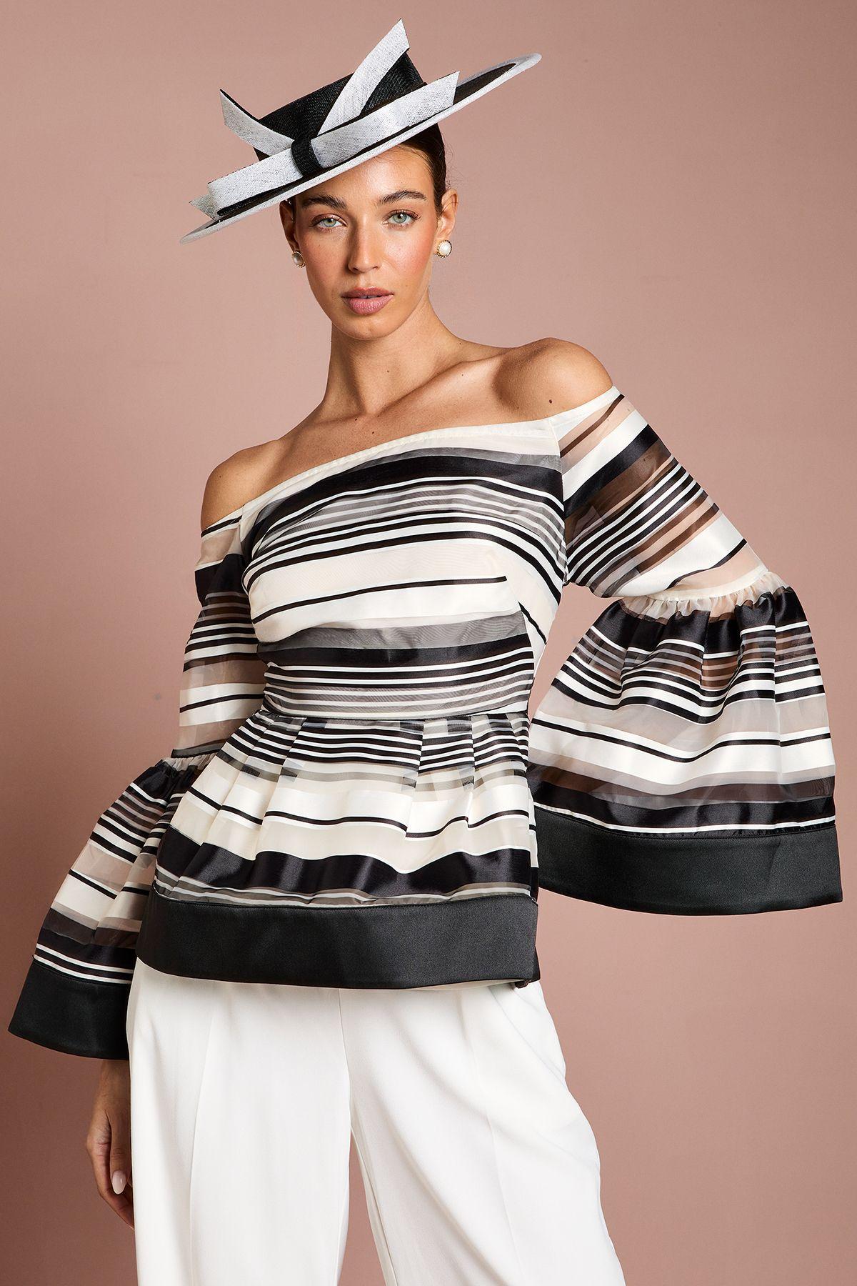 Lisa Tan Striped Organza Statement Blouse by COAST