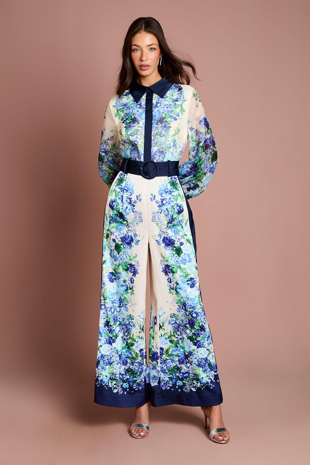 Long Sleeve Placement Print Jumpsuit by COAST