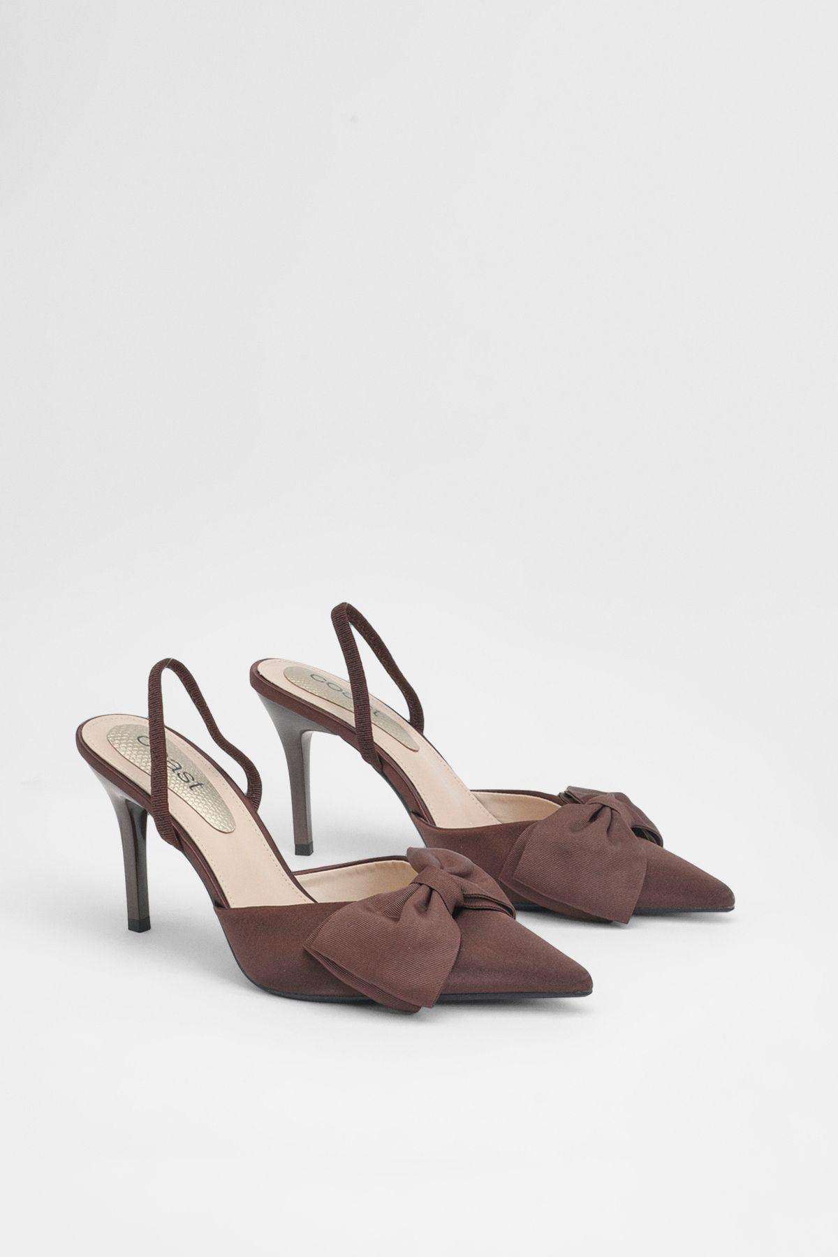 Macey Satin Slingback High Heel Bow Detail Court Shoes by COAST