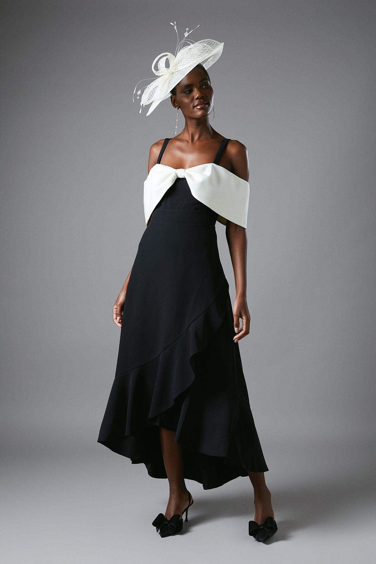 Mono Bow Drop Waist Pleated Dress by COAST