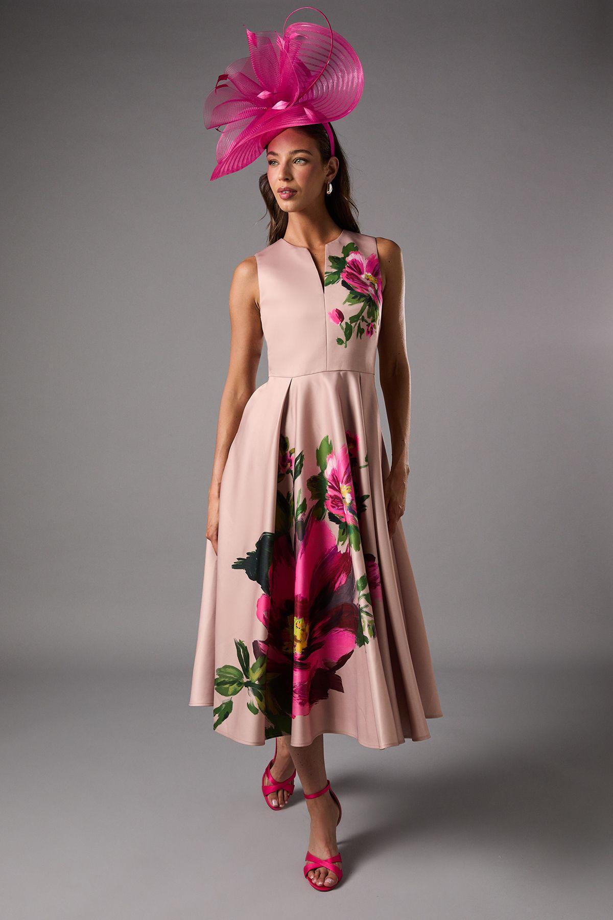 Notch Neck Placement Print Midi Dress by COAST