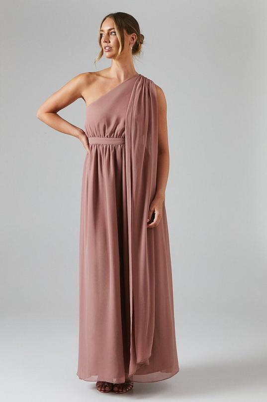 One Shoulder Drape Chiffon Maxi Bridesmaid Dress by COAST