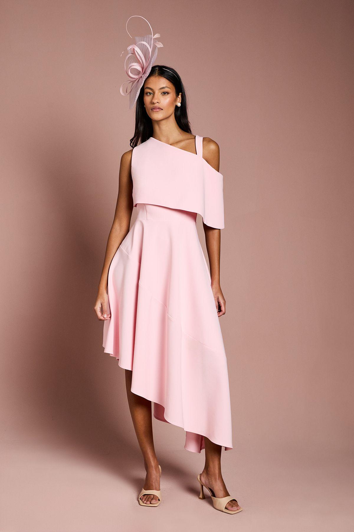 Petite Asymetric Crepe Midi Dress by COAST