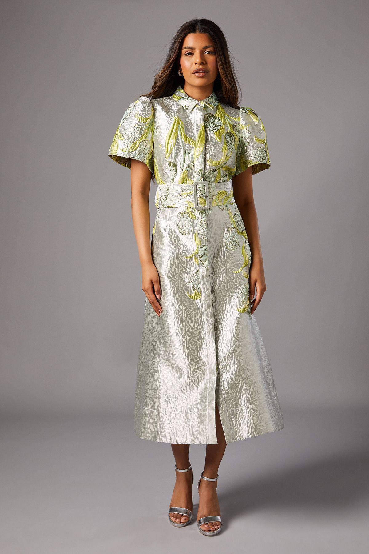 Petite Belted Jacquard Shirt Dress by COAST
