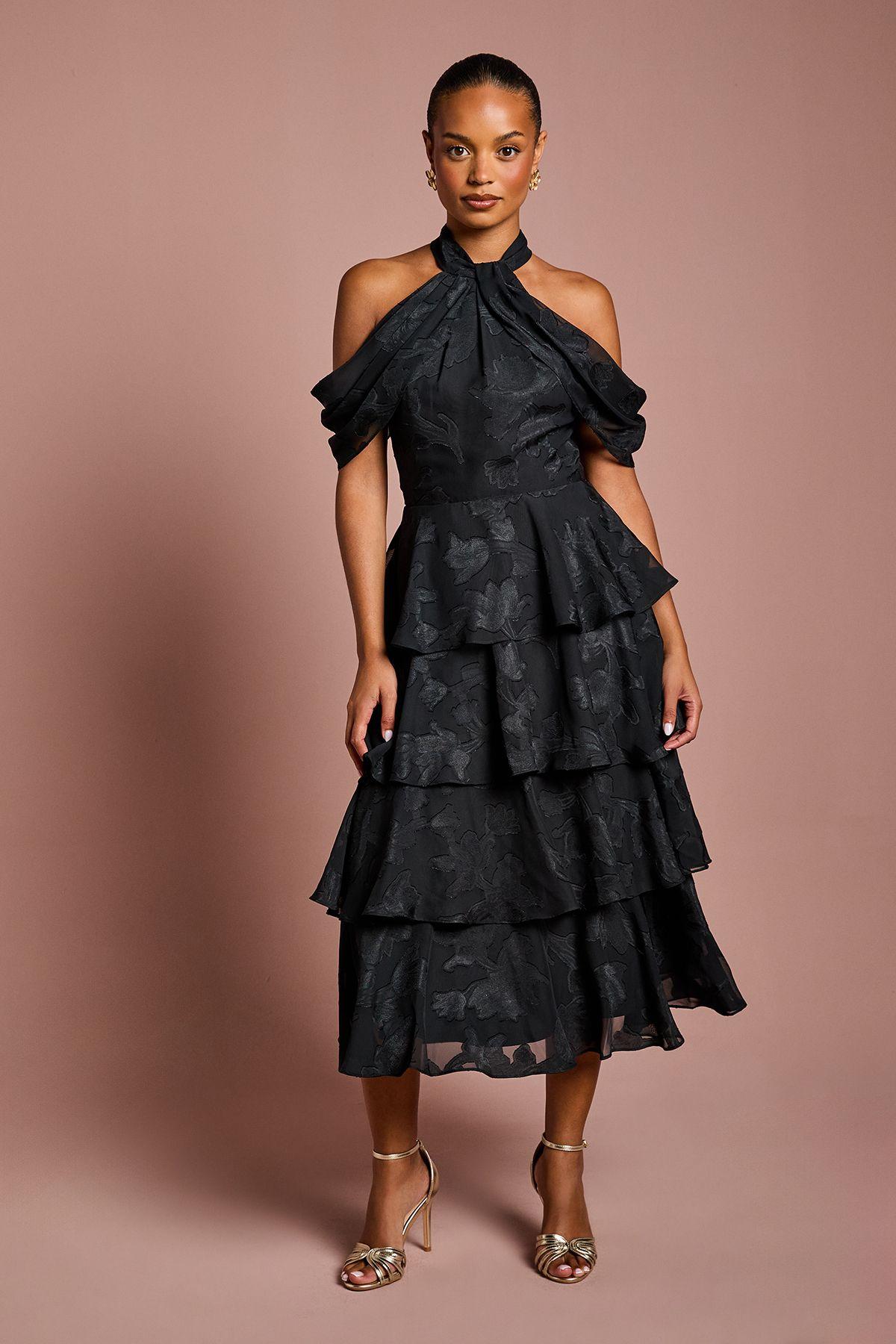 Petite Cold Shoulder Chiffon Midaxi Dress by COAST