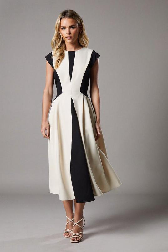 Petite Crepe colour Block Midi Dress by COAST
