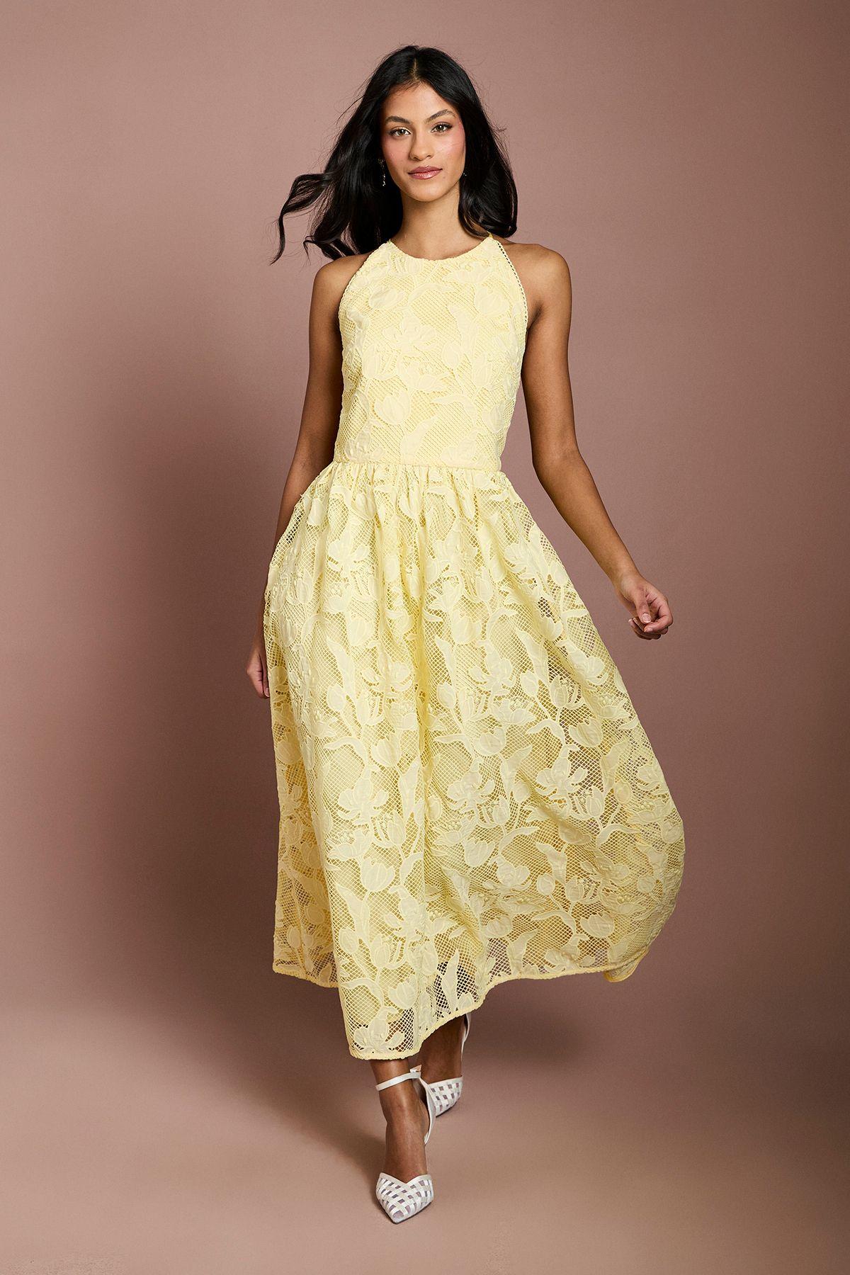 Petite Halterneck Lace Midi Dress by COAST