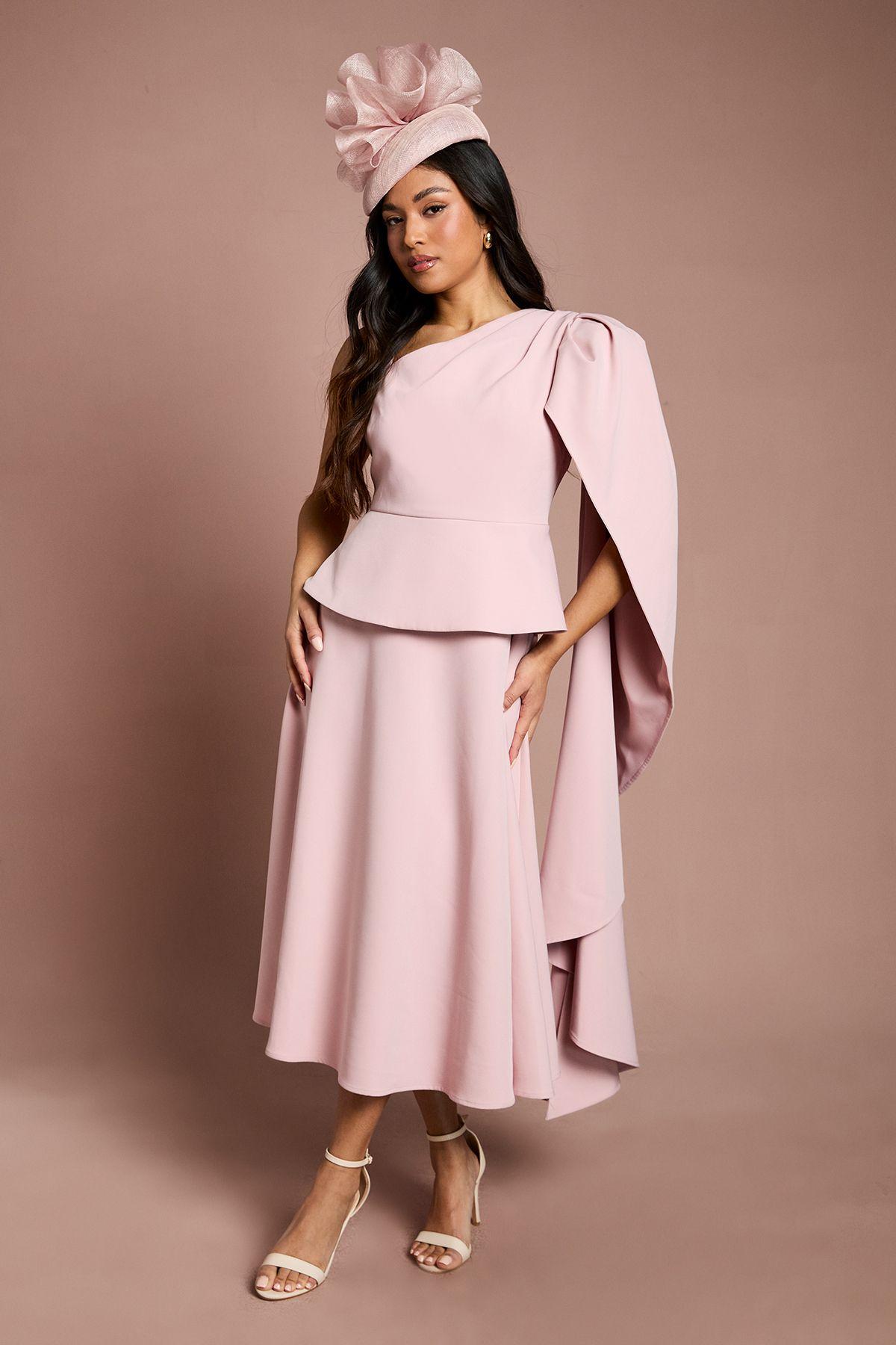 Petite Lisa Tan Shoulder Crepe Midi Dress by COAST