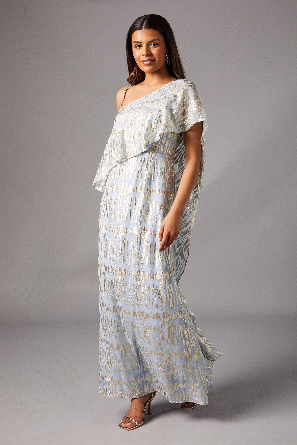 Petite Metallic One Shoulder Maxi Dress by COAST
