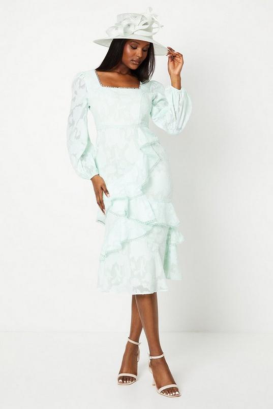 Petite Mini Square Neck Dress With Frills by COAST