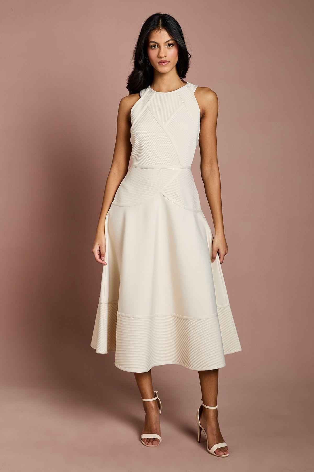 Petite Ribbed Bandage Halterneck Midi Dress by COAST