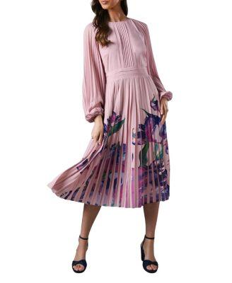 Placement Print Pleat Dress by COAST