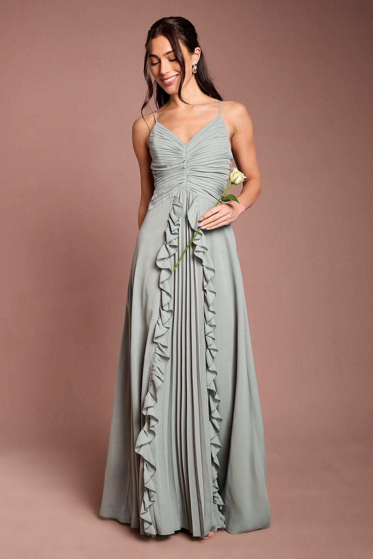 Pleat Detail V Neck Bridesmaid Maxi Dress by COAST