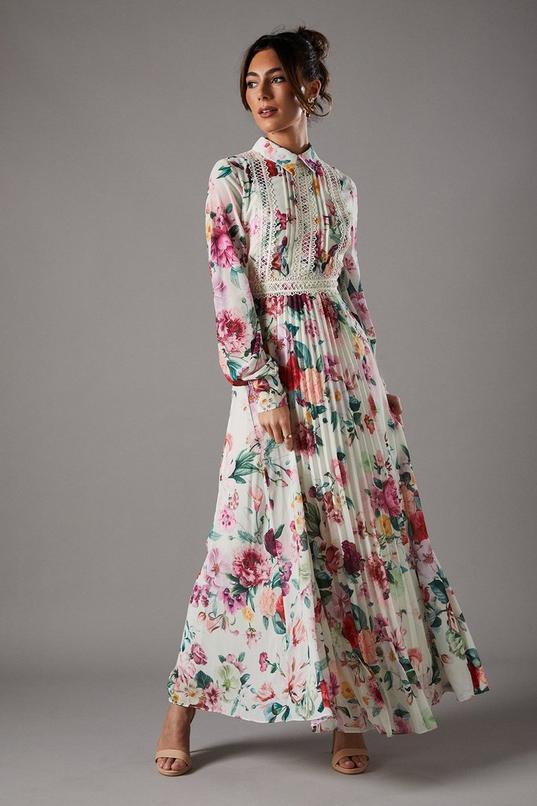 Pleated Lace Trim Midi Dress by COAST