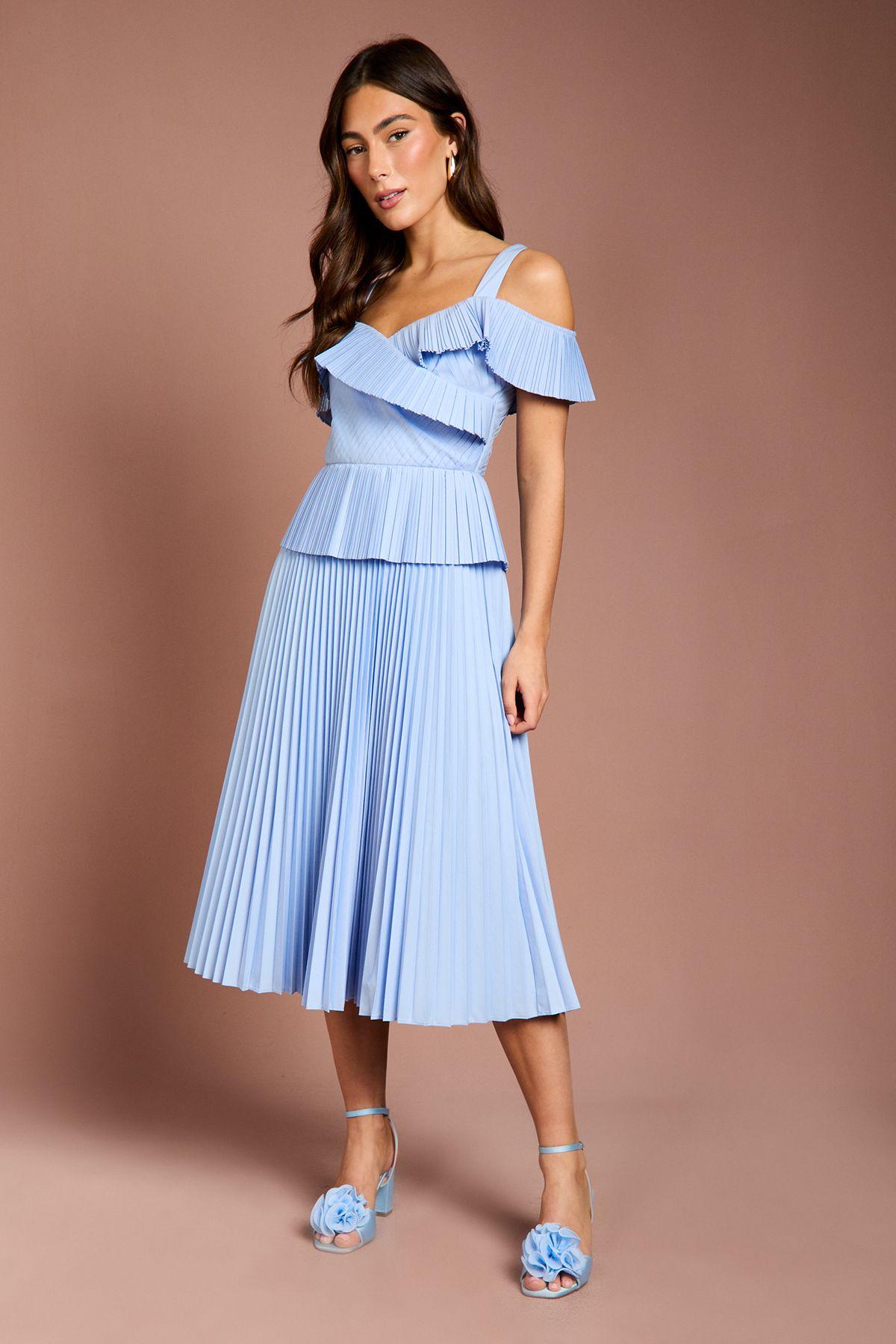 Pleated Strappy Midi Dress by COAST