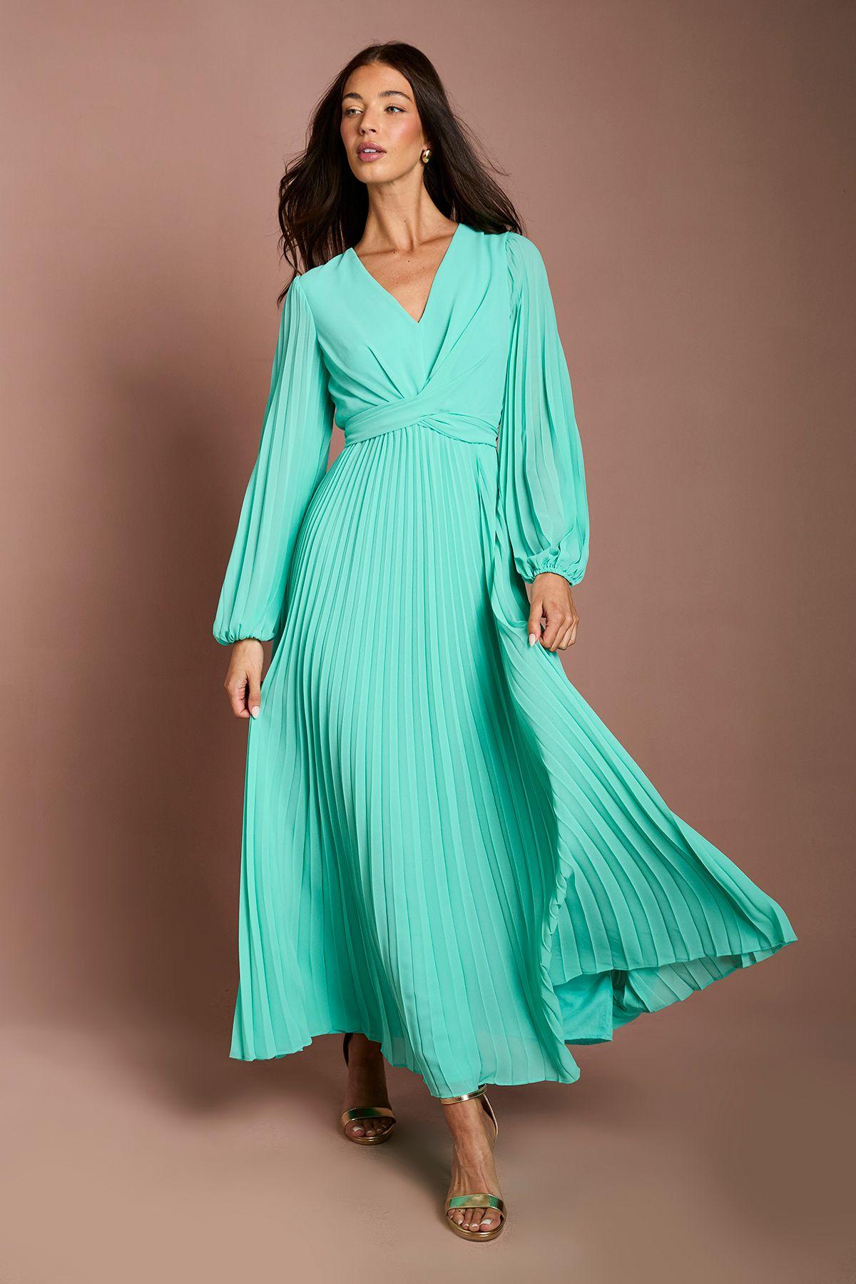 Pleated Wrap Front Dress by COAST