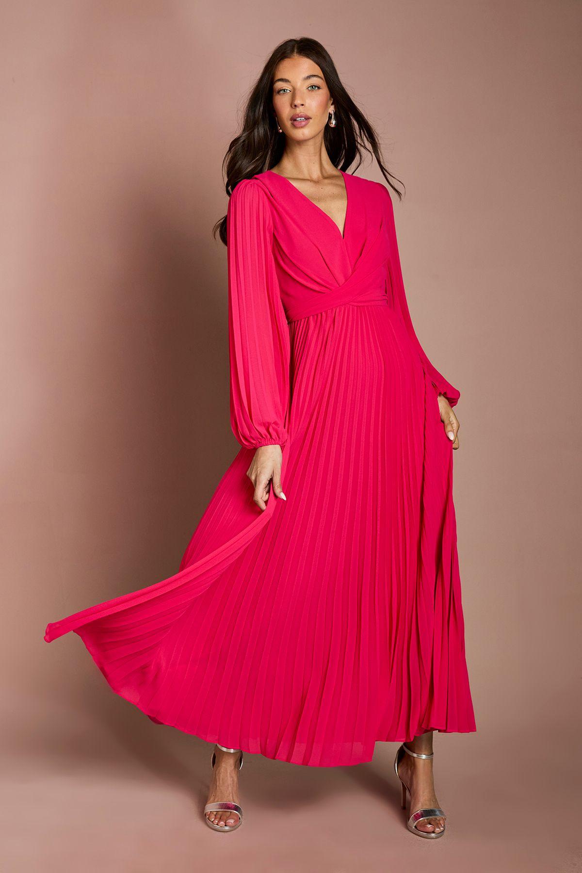 Pleated Wrap Front Dress by COAST
