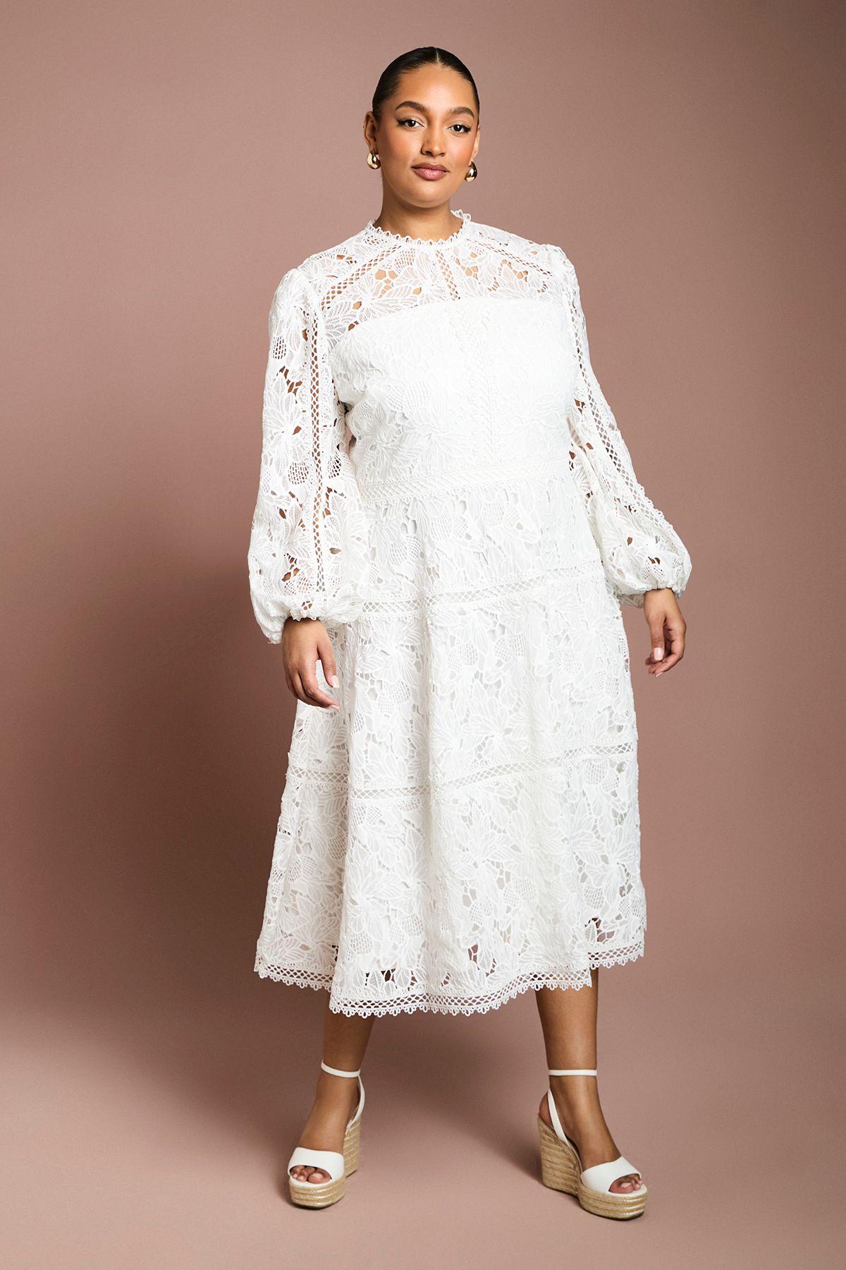 Plus Lace Panelled Long Sleeve Dress by COAST
