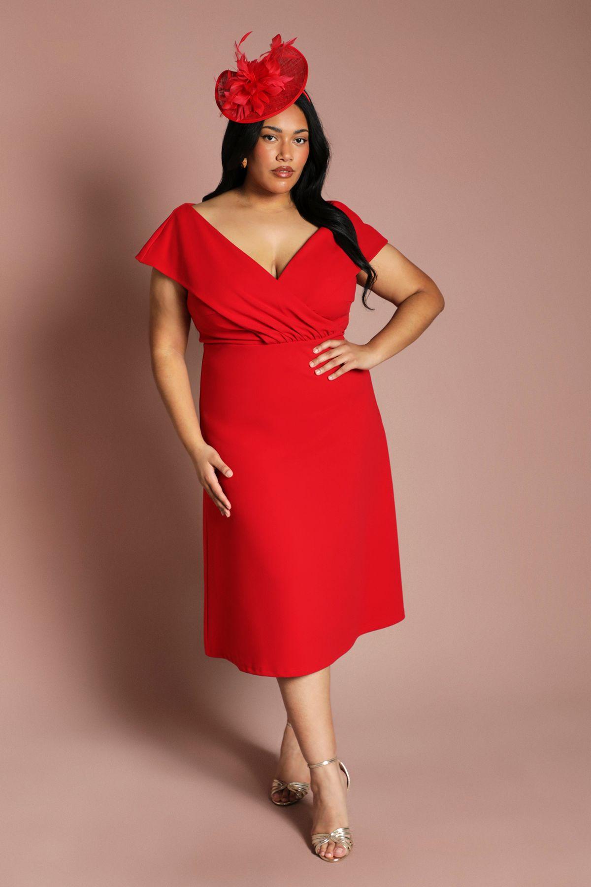 Plus Plain Bardot Midi Dress by COAST