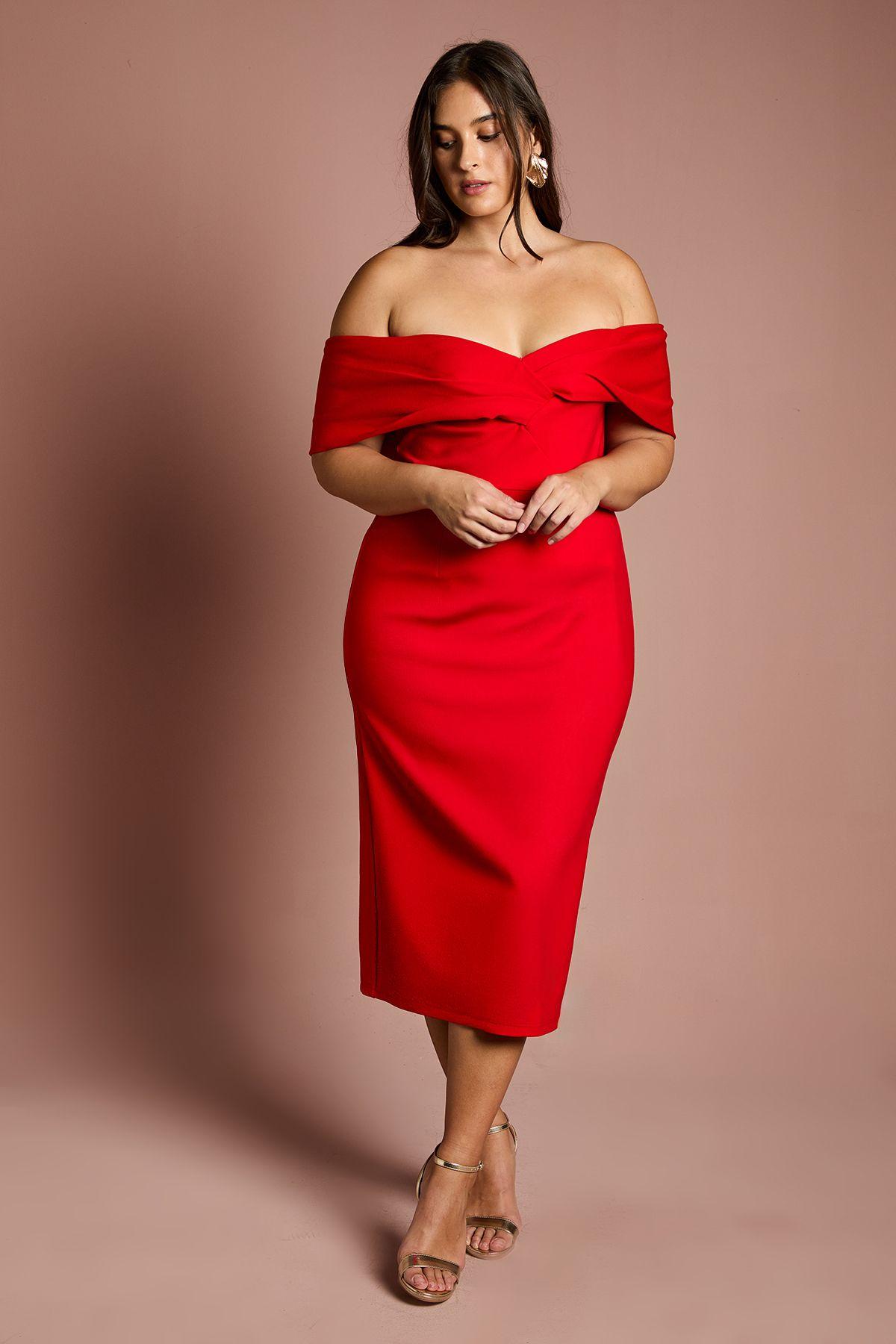 Plus Size Bardot Ponte Column Midi Dress by COAST Plus Size Bardot Ponte Column Midi Dress by COAST