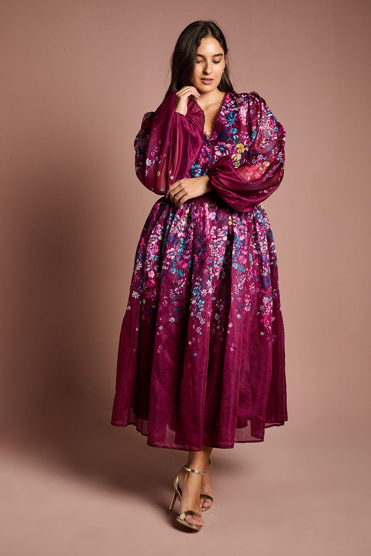 Plus Size Organza Floral Placement Lace Trim Midaxi Dress by COAST