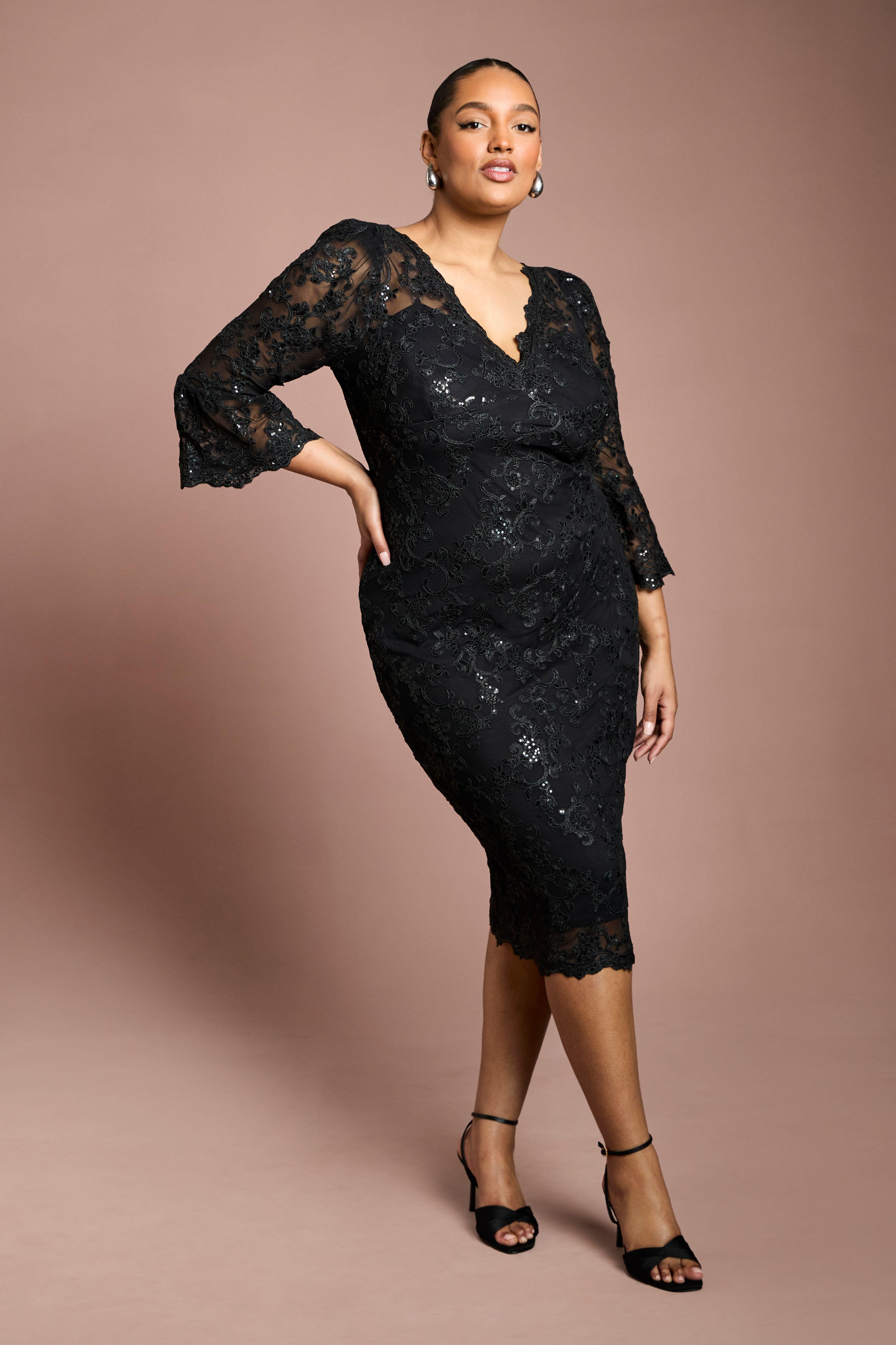Plus Size Sequin Bodycon Midi Dress by COAST