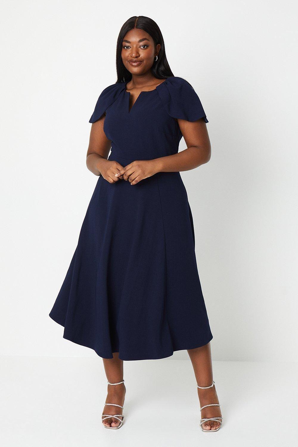 Plus V Neck Short Sleeve Ponte Midi Dress by COAST