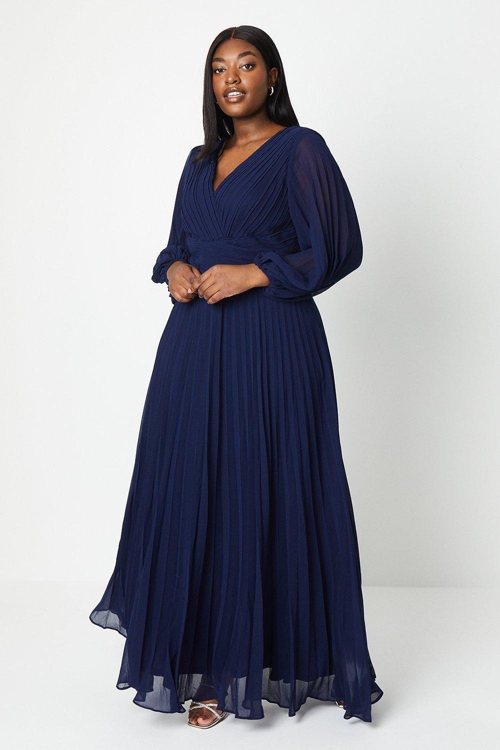 Plus Wrap Front Pleated Georgette Maxi Dress by COAST