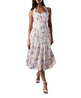 Printed Lace Halter Neck Midi Dress by COAST