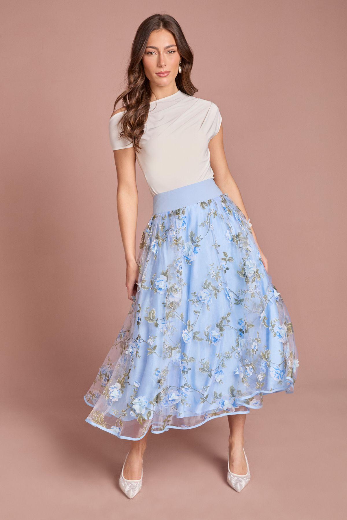 Printed Organza Midi Skirt by COAST