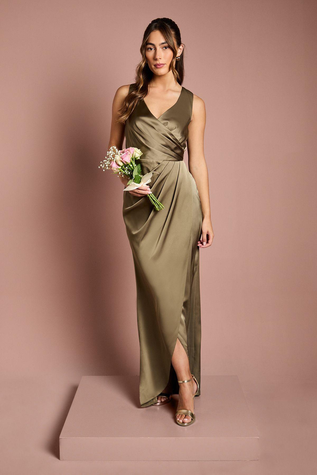 Ruched Waist Detail Satin Bridesmaid Dress by COAST