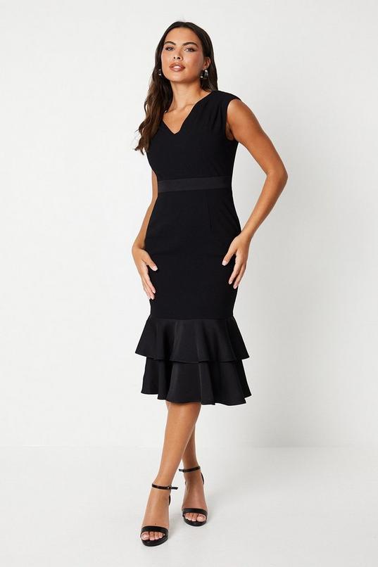 Satin Back Crepe Dress With Peplum by COAST