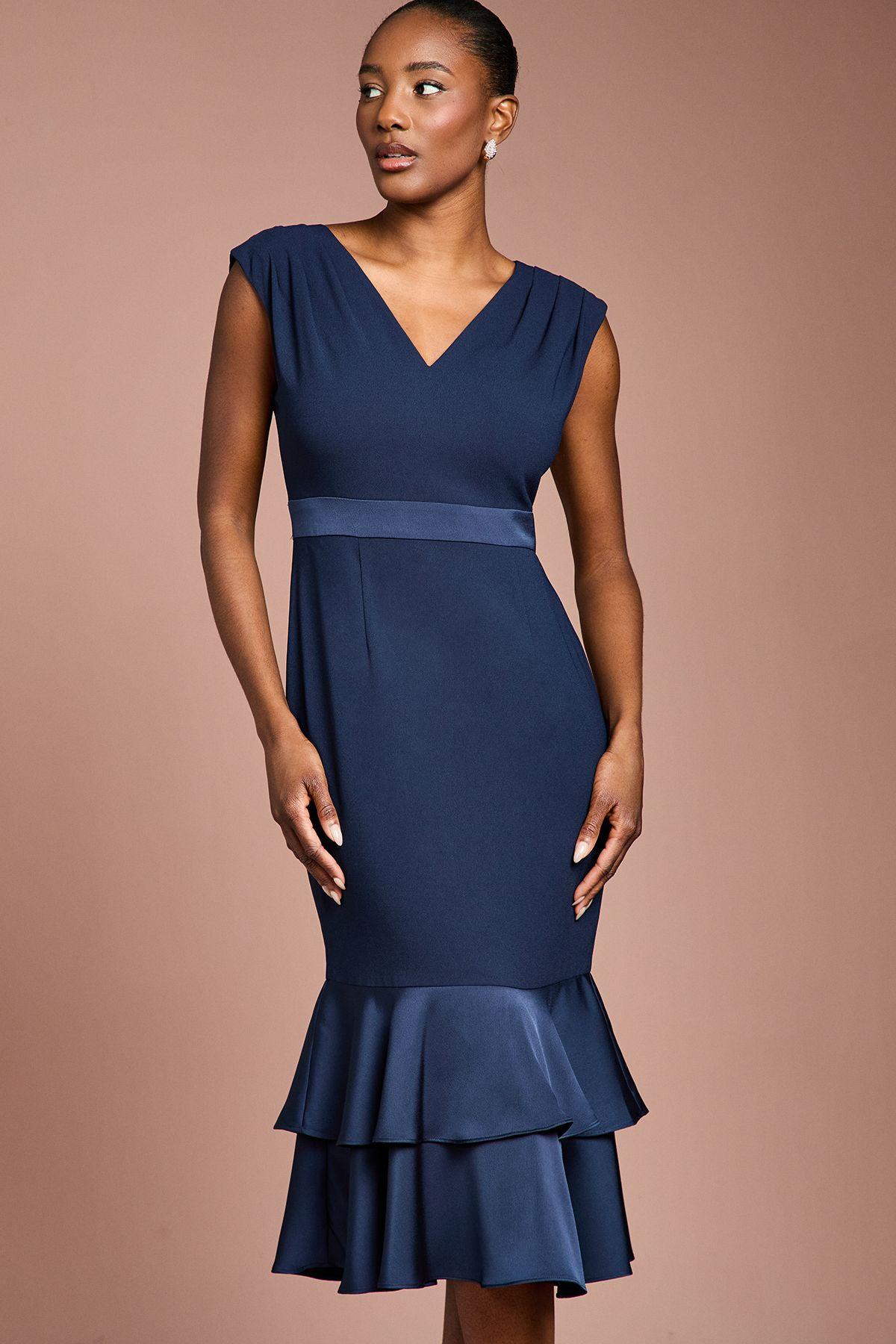 Satin Back Crepe Dress With Peplum by COAST