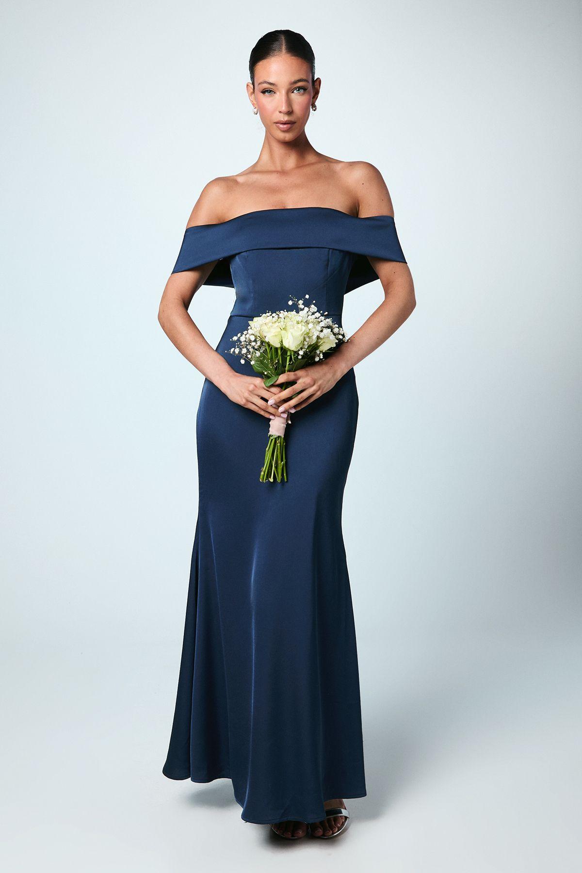 Satin Bardot Maxi Bridesmaid Dress by COAST