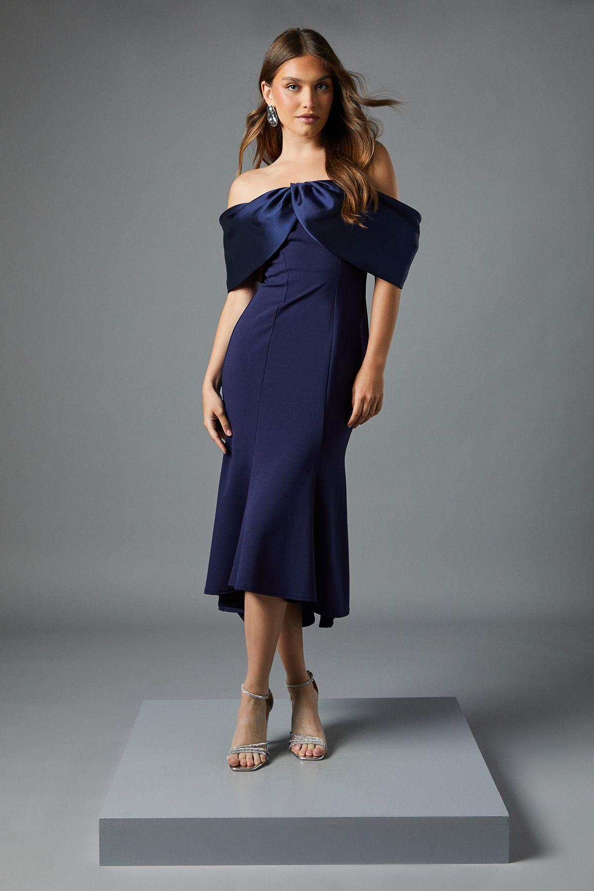 Satin Sleeve Scuba Midi Dress by COAST