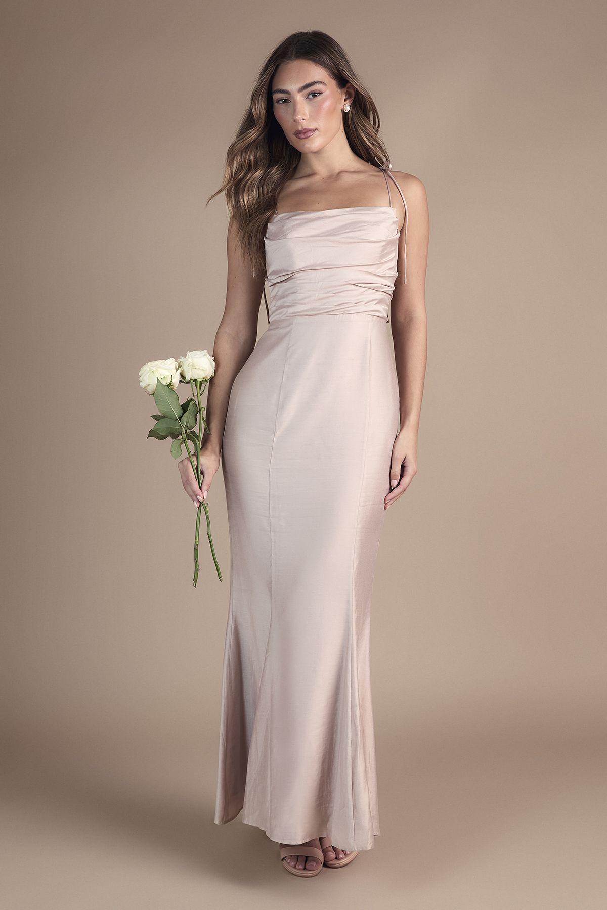Satin Strappy Cowl Neck Bridesmaid Dress by COAST