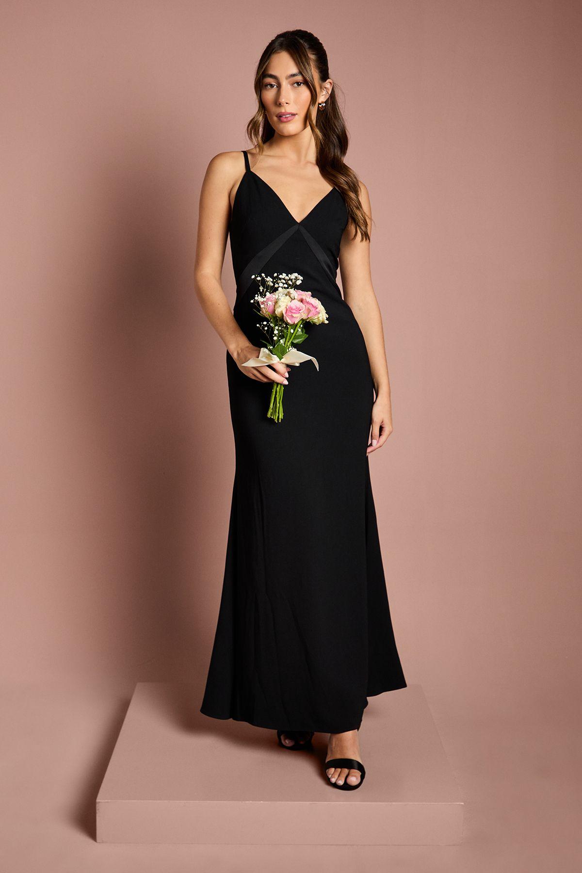 Satin Strappy Maxi Bridesmaid Dress with Back Sash Detail by COAST