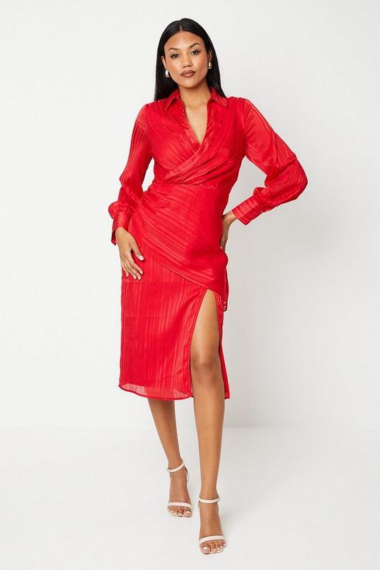 Satin Wrap Front Shirt Dress by COAST