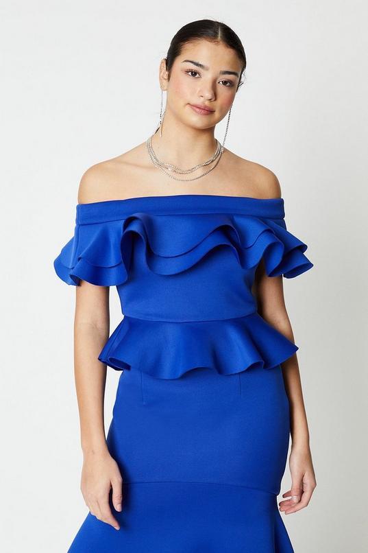 Scuba Ruffle Bardot Top by COAST