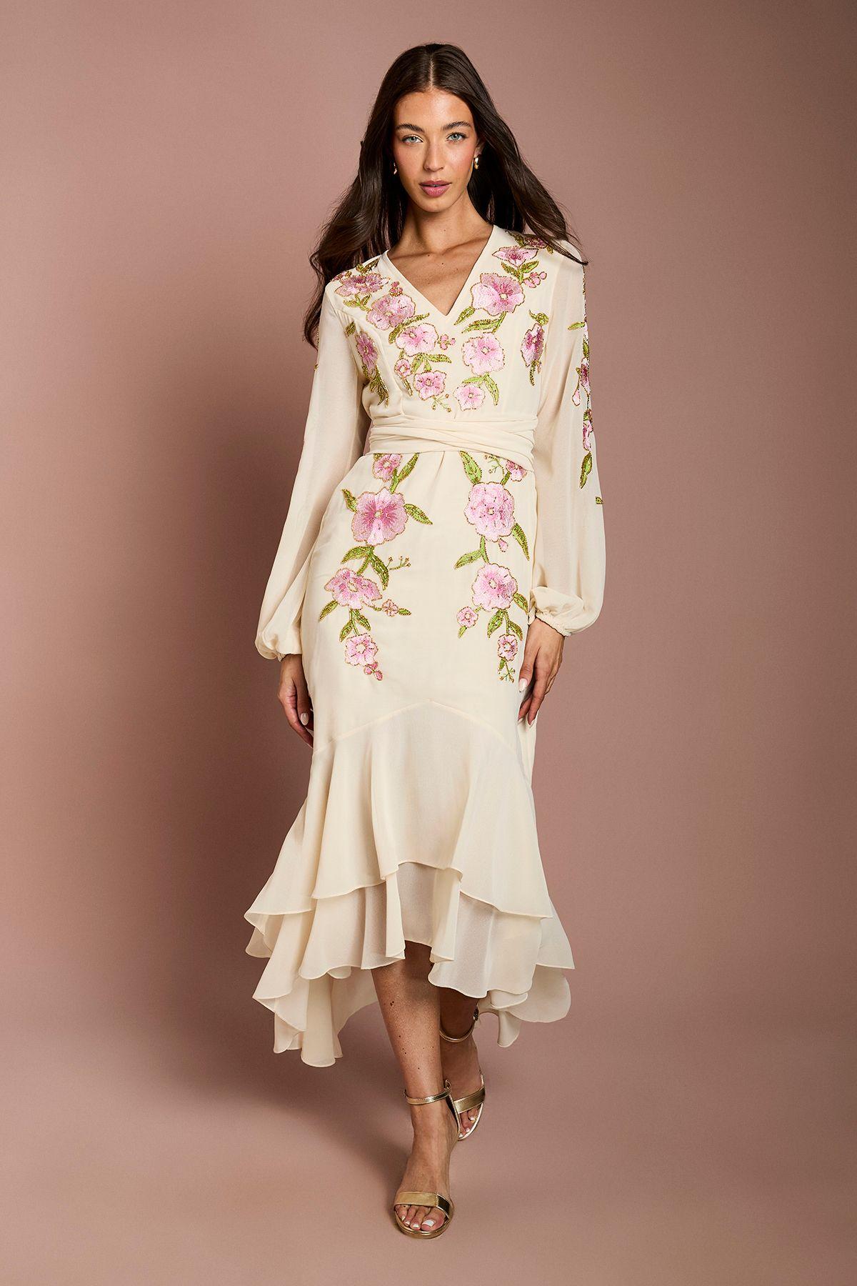 Sequin Embellished And Embroidered High Low Maxi Dress by COAST