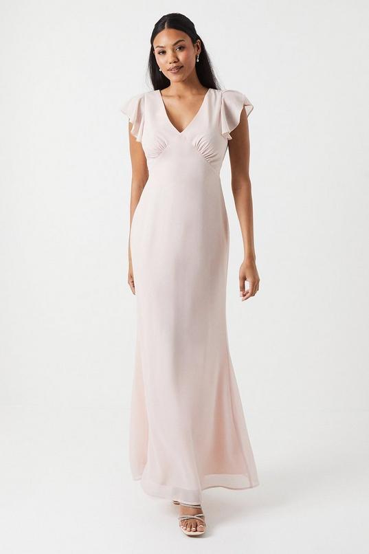 Shimmer Chiffon Angel Sleeve Bridesmaid Maxi Dress by COAST